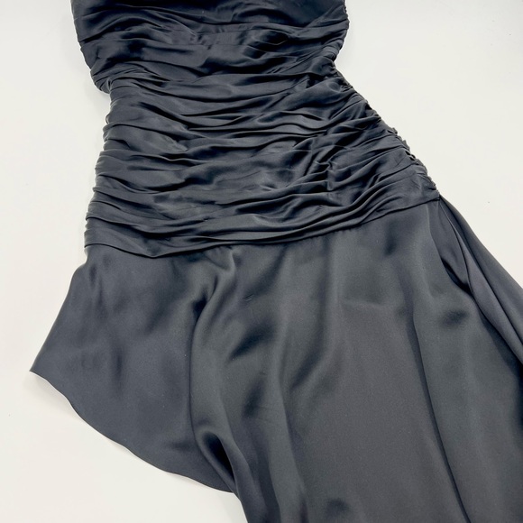 Cinq a Sept Silk Eliza Strapless Asymmetrical Cocktail Black Dress - Size 12 - Picture 3 of 6